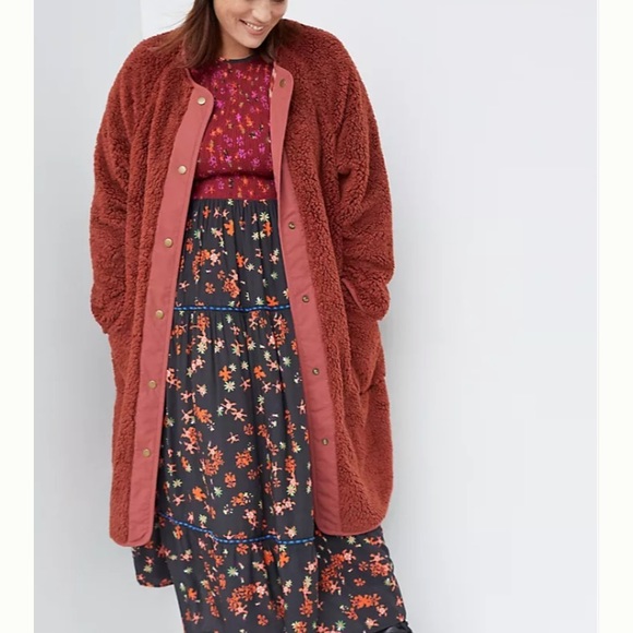 ✨Anthropologie REVERSIBLE Fleece Long Jacket ✨ - Picture 3 of 4